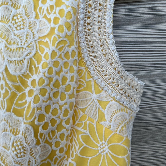 Badgley Mischka Floral, Maxi Dress, Yellow & White, US0 (NWOT) - Picture 5 of 6